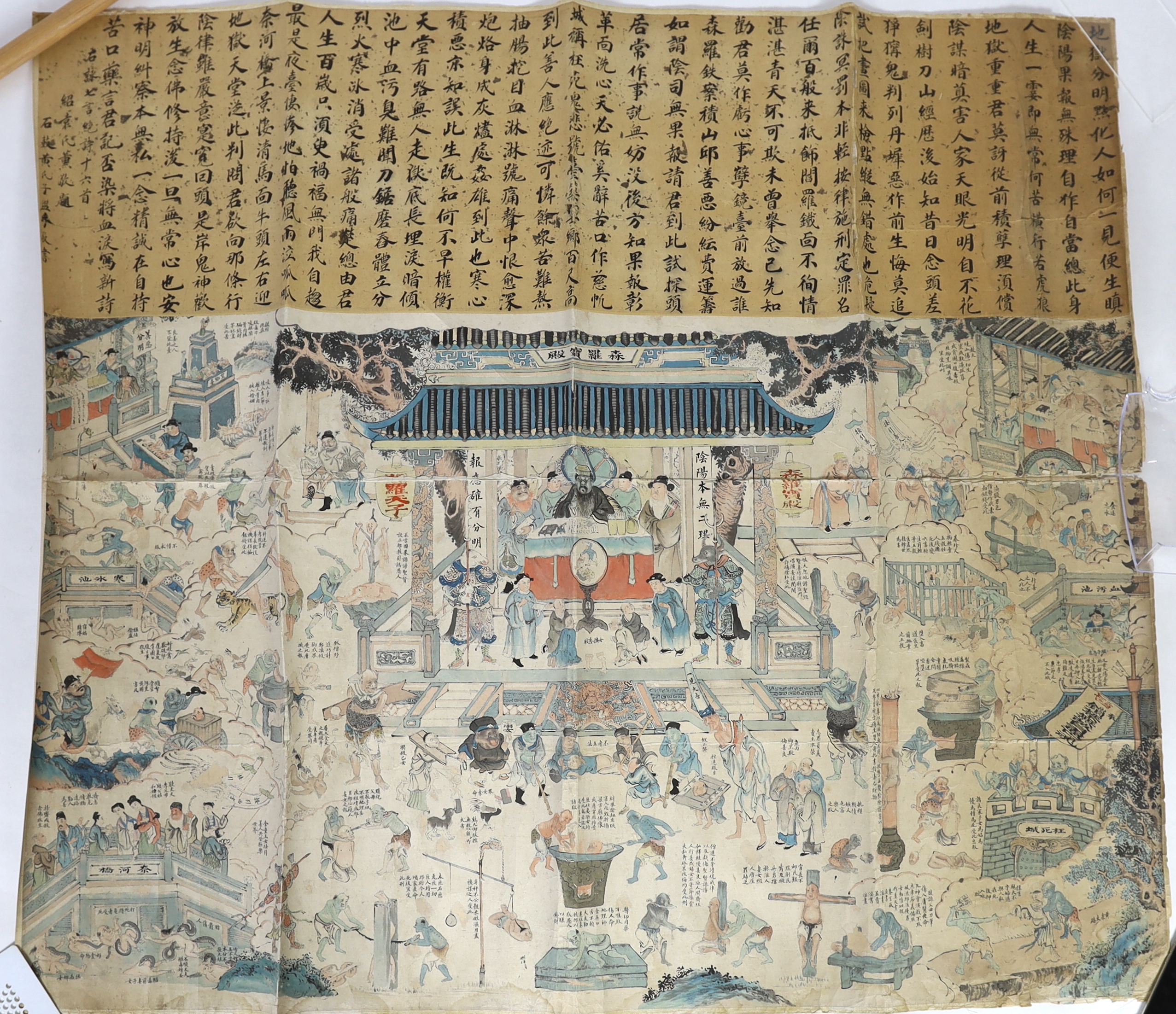 A Chinese ‘Tortures of Hell’ handscroll painting on paper, 19th century